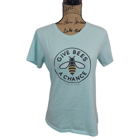 Life Is Good Tops - Life is Good Women’s Give Bees A Chance Short Sleeve T Shirt Blue Size Medium
